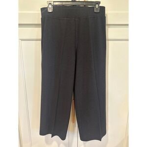 Eileen Fisher Black Knit Cropped Pants Size S wide leg made in USA dress